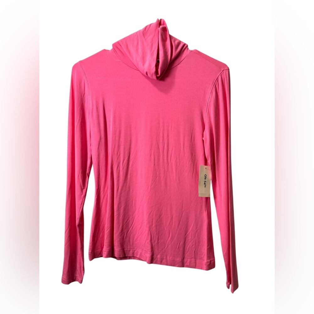 On 34th Bright Pink Long Sleeve Turtleneck Top Small NWT